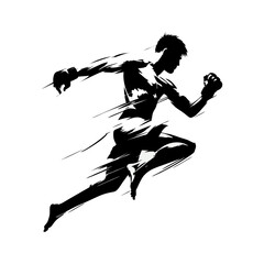 Running Silhouette Illustration on White Background