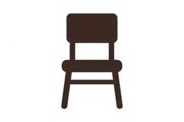 Dark brown wooden chair representing furniture, comfort and domestic life with simple minimal design on transparent background