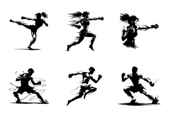 Boxing Martial Arts Silhouette Illustration