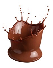 Close-up of rich, dark chocolate splash, frozen in time, with dynamic crown and details