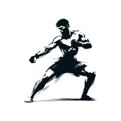 MMA Fighter in Striking Stance Vector Illustration