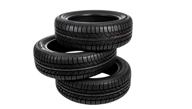 Tire Stack Arrangement, Focus Stacking Picture, Isolated on Transparent Background