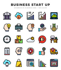 Business Start Up Icons Pack Lineal Color Style. Vector illustration.