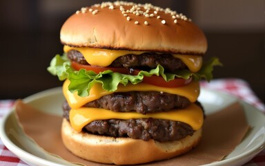 Gourmet Cheeseburger Tower. High quality