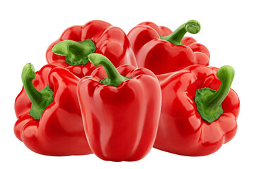 vibrant group of fresh red bell peppers aligned for culinary content emphasizing natural health, dietary ingredients and plant based culinary versatility on dark background