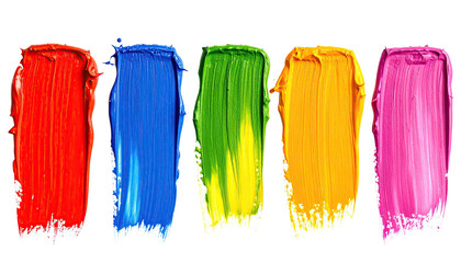 Five colorful, thick paint strokes isolated against black