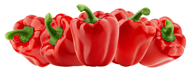 vibrant red bell peppers aligned in striking composition for food photography, showcasing fresh produce appeal and culinary versatility for healthy eating concepts