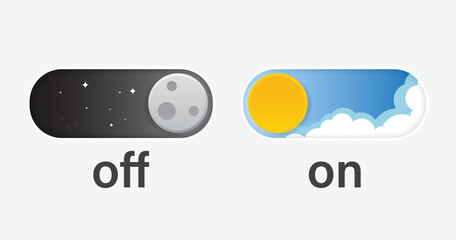 Day and Night Mode Toggle Switch UI with Sun and Moon Icons