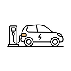 Fototapeta premium Electric car charging at a station with modern design 