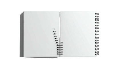 Open spiral-bound notebook with blank pages