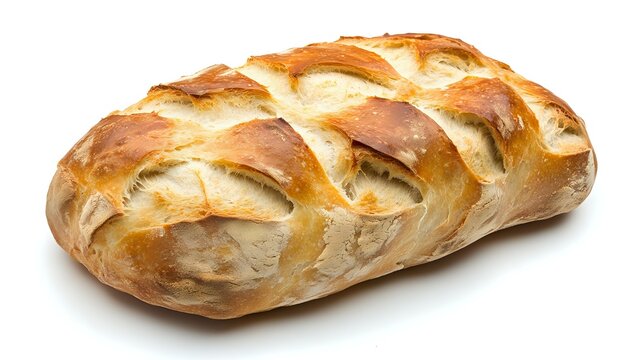 Freshly baked artisanal braided bread loaf with golden brown crust and soft interior, isolated on white background for food photography. - Powered by Adobe