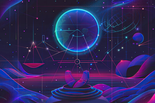 Abstract composition with concept of Libra zodiac sign symbol