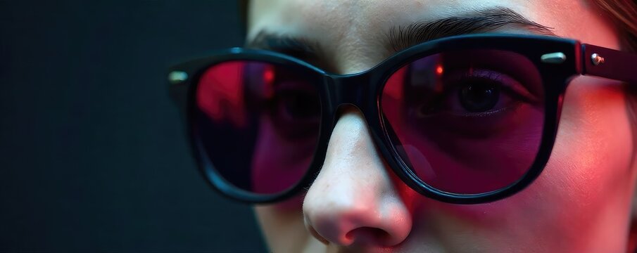 Stylish sunglasses concealing a miniature camera lens, a spy gadget concept Perfect for thriller, mystery, or tech themes Close-up shot highlighting detail and sleek design , mystery, spy