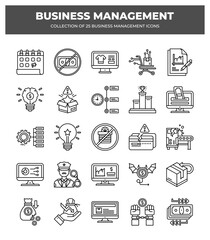 Collection of 25 Business Management Icons: Strategy. Planning. Marketing. Finance