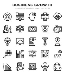 set of lineal business growth icons. lineal art icon. vector illustration