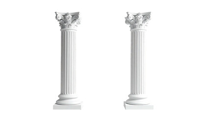 Obraz premium Pair of white classical columns isolated on a stark black backdrop