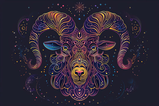 Abstract astrological concept of Aries zodiac sign symbol