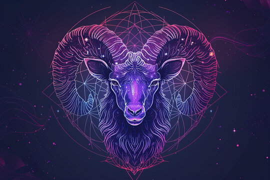Abstract astrological concept of Aries zodiac sign symbol