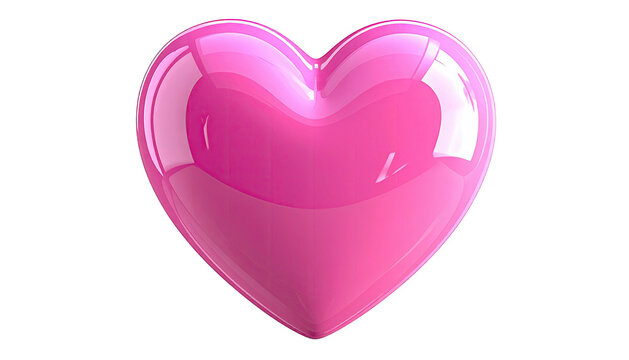 Glossy pink heart shape with highlights on a black background