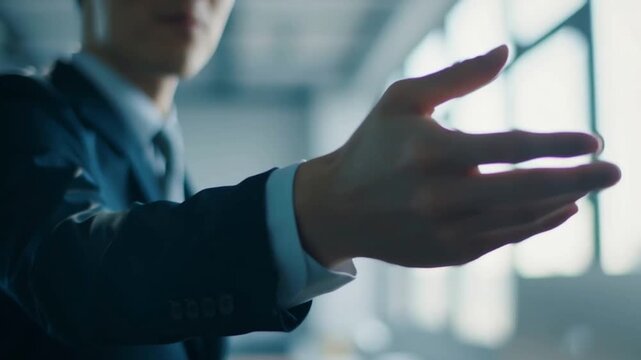 会議で提案をする会社員