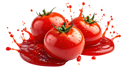 Fresh tomatoes and splashing sauce evoke vibrant culinary delight