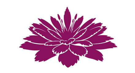 A detailed graphic illustration of a beautiful purple chrysanthemum flower with intricate petals against a white background