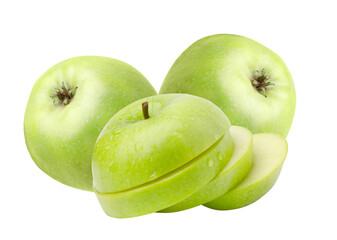 lush green apples with slices perfect for showcasing healthy eating, natural goodness, and garden-fresh delight in promotional marketing