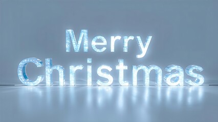 Sparkling Merry Christmas Word Art: Festive Holiday Season Greeting, Crystal Blue Christmas Message with Shimmering Lights for Holiday Cheer