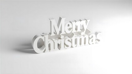 Elegant White Merry Christmas Typography on Clean White Backdrop, Minimalist Festive Greetings in a Modern Holiday Design