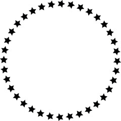 Fototapeta premium Star circle frame simple black vector border design element isolated on white background
