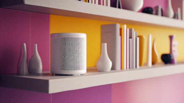 Seamless technology integration with modern home decor. Vibrant expression. Transforming interiors: integrating technology with stylish decor. Grotesque style. Unusual perspectives.