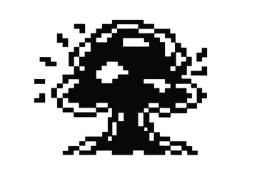 Obraz premium Isolated Pixel Art Mushroom with White Background Retro Game Style Icon