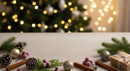 Experience the warmth of Christmas with a glowing tree, cozy fireplace, and festive ornaments, perfect for holiday greetings and seasonal promotions.