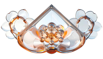 Golden glass floral structure with sphere cluster center