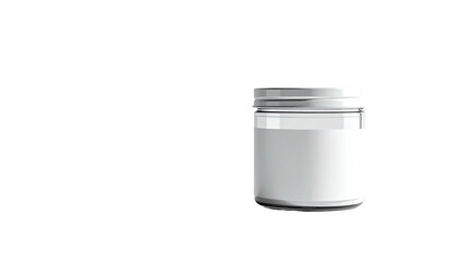 Simple clear jar with silver lid and blank label on black