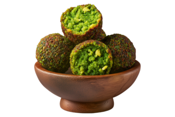 Taameya Egyptian falafel balls made from chickpeas or fava beans, isolated on white transparent background, concept of ethnic Arabic food