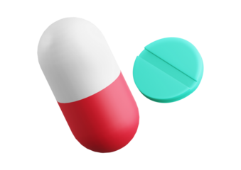 Pill and tablet isolated on transparent background for medical treatment and health