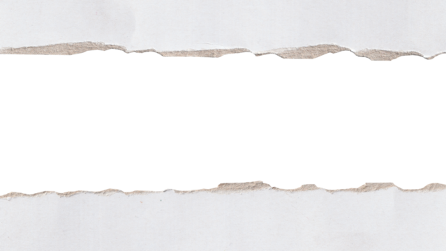 Double Ripped White Paper Border Frame PNG | Horizontal Vintage Torn Edge Template for Text, Banners, and Negative Space Design.
