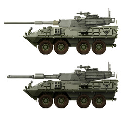 Tank destroyer concept collection (top: LAV-105, bottom: LAV-120). Individual images, in full size, can be found in the portfolio or by name in the site search