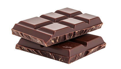 Stacked chocolate bar pieces, dark and rich