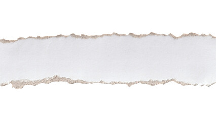 Isolated Horizontal Ripped White Paper Banner PNG with Deep Grunge Texture – Rough Cardboard Edge for Banners and Dividers.
