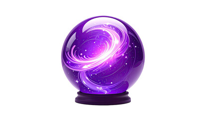 Shiny crystal ball with swirling light on a dark background