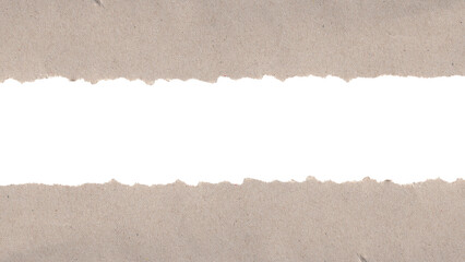 Horizontal Double Ripped Kraft Paper Frame PNG | Rustic Brown Cardboard Border for Text, Titles, and Eco-Friendly Design.
