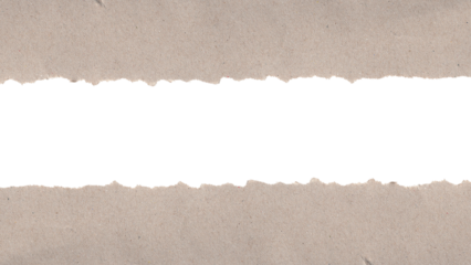 Horizontal Double Ripped Kraft Paper Frame PNG | Rustic Brown Cardboard Border for Text, Titles, and Eco-Friendly Design.
