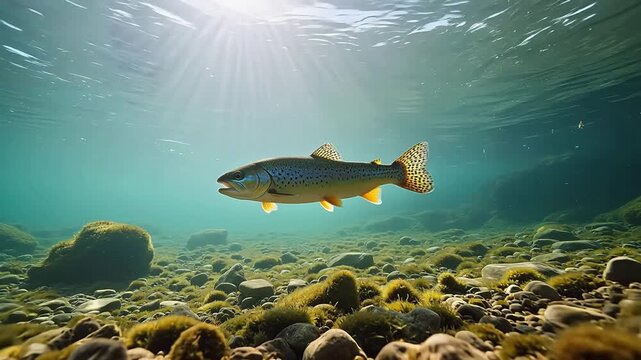Underwater fish swimming in clear water
