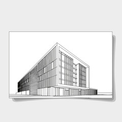 Fototapeta premium Modern architectural sketch of a commercial building from a low angle 