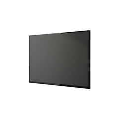 Modern black blank television screen isolated on transparent background studio shot