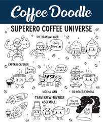 Superhero Coffee Universe  | Funny Coffee Doodle Ideas for Artists & Caffeine Lovers