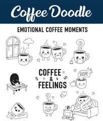 Emotional Coffee Moments Cozy & Relatable Coffee Doodles About Feelings and Life