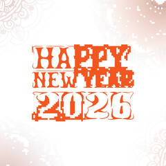 Happy new year 2026 text design with decorative mandala elements